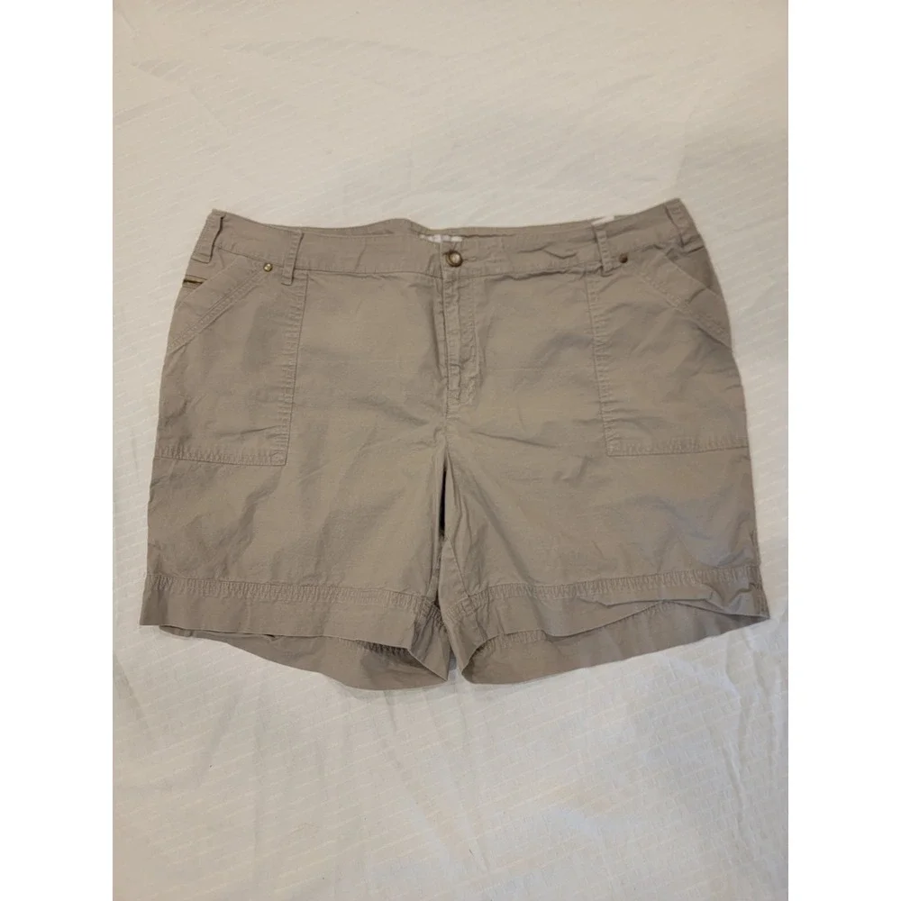 Avenue Women's Plus 18 Gray Utility Shorts Cargo Pockets Casual‎ Slate Stone EUC